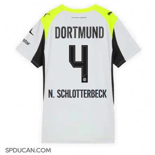 Zenski Nogometni Dres Borussia Dortmund Nico Schlotterbeck #4 Gostujuci 2025-26 Kratak Rukav